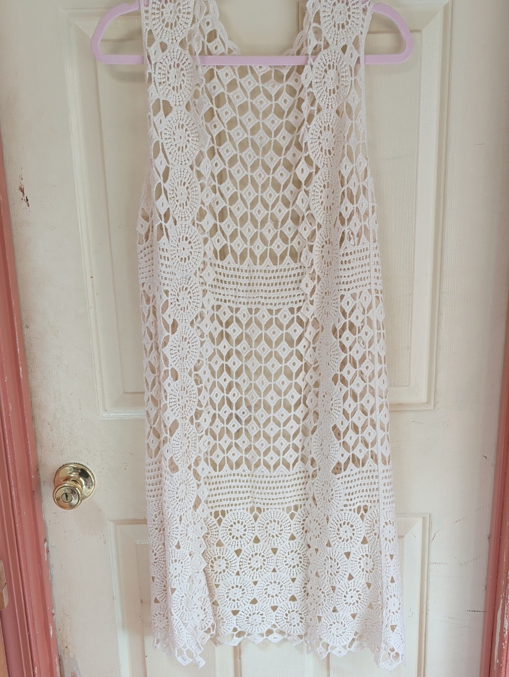 White Crochet Sleeveless Cover-Up Vest